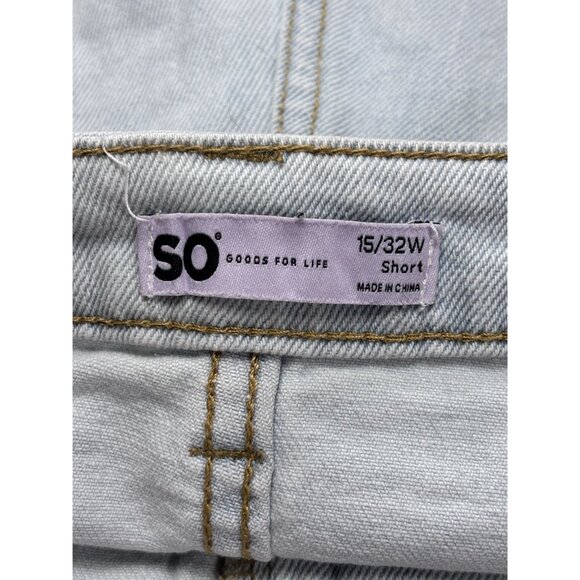 Crochet Patchwork Denim Shorts 15/32W By SO Goods For Life - Picture 3 of 7